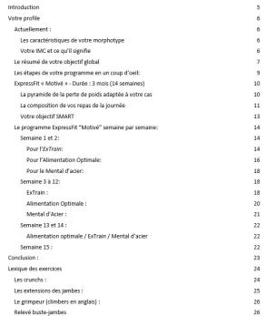 Exemple table des matières